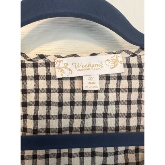 Weekend Suzanne Betro flutter Sleeve Gingham V-Neck blouse Size 4X - Picture 4 of 9